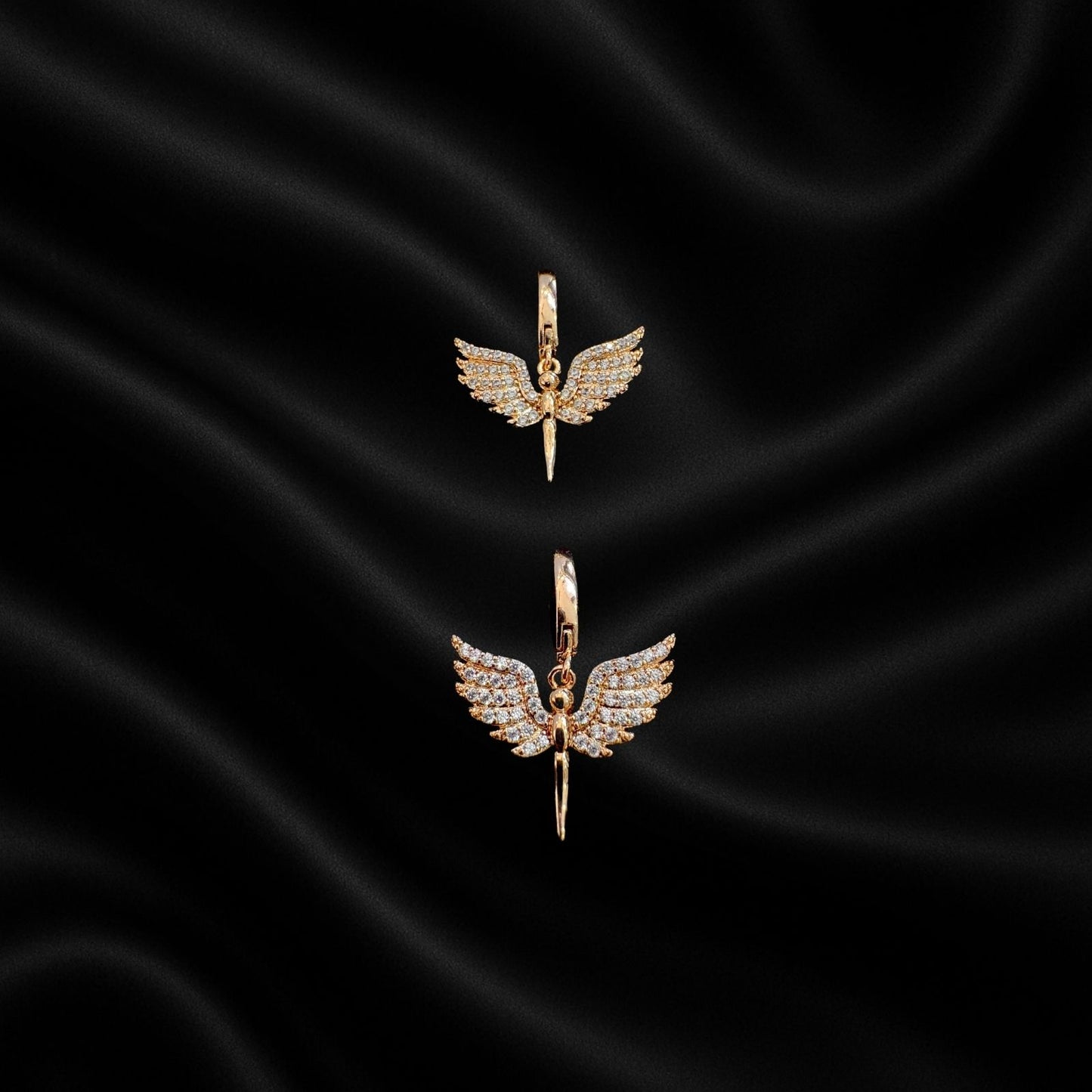 Gold Angel Wing Hoop Earrings | Trendy Dangle Earrings for Women & Girls