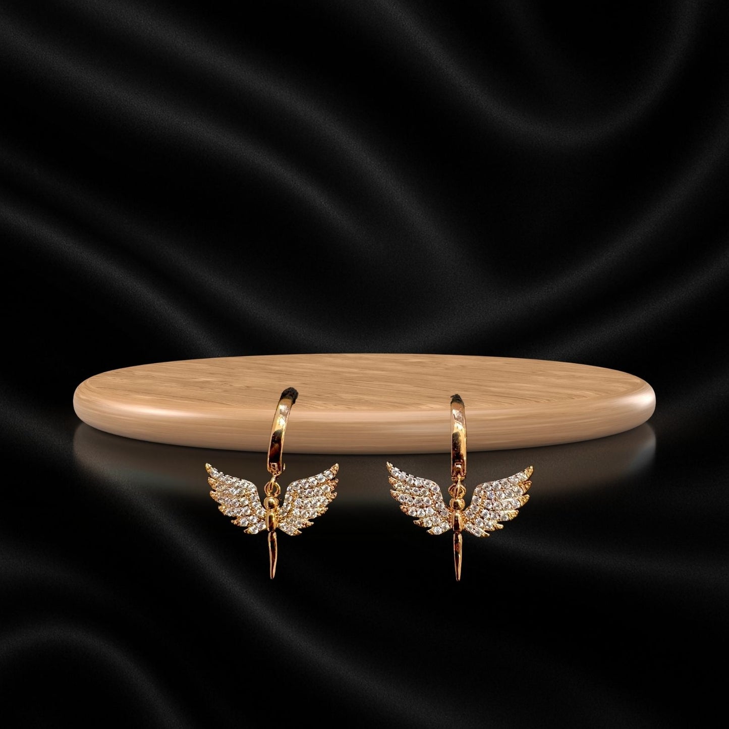 Gold Angel Wing Hoop Earrings | Trendy Dangle Earrings for Women & Girls