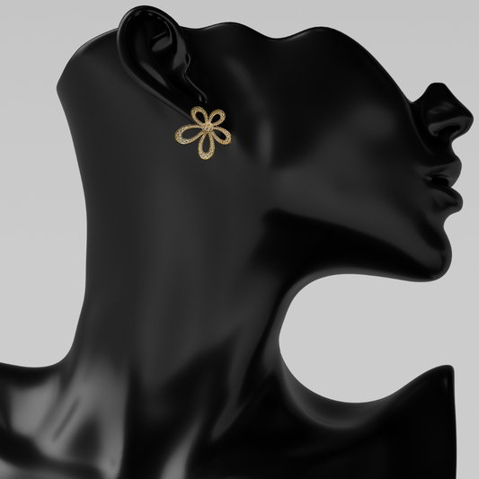 Flower Shaped American Diamond Studded Earrings for Women