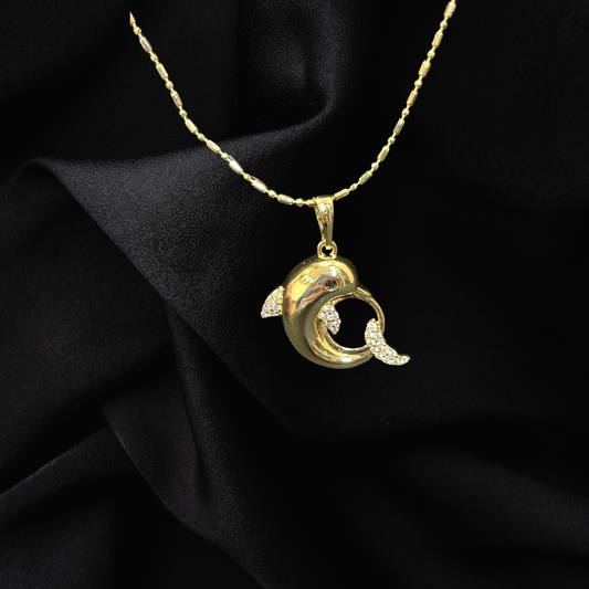 Chain & Sparkle Dolphin Pendant