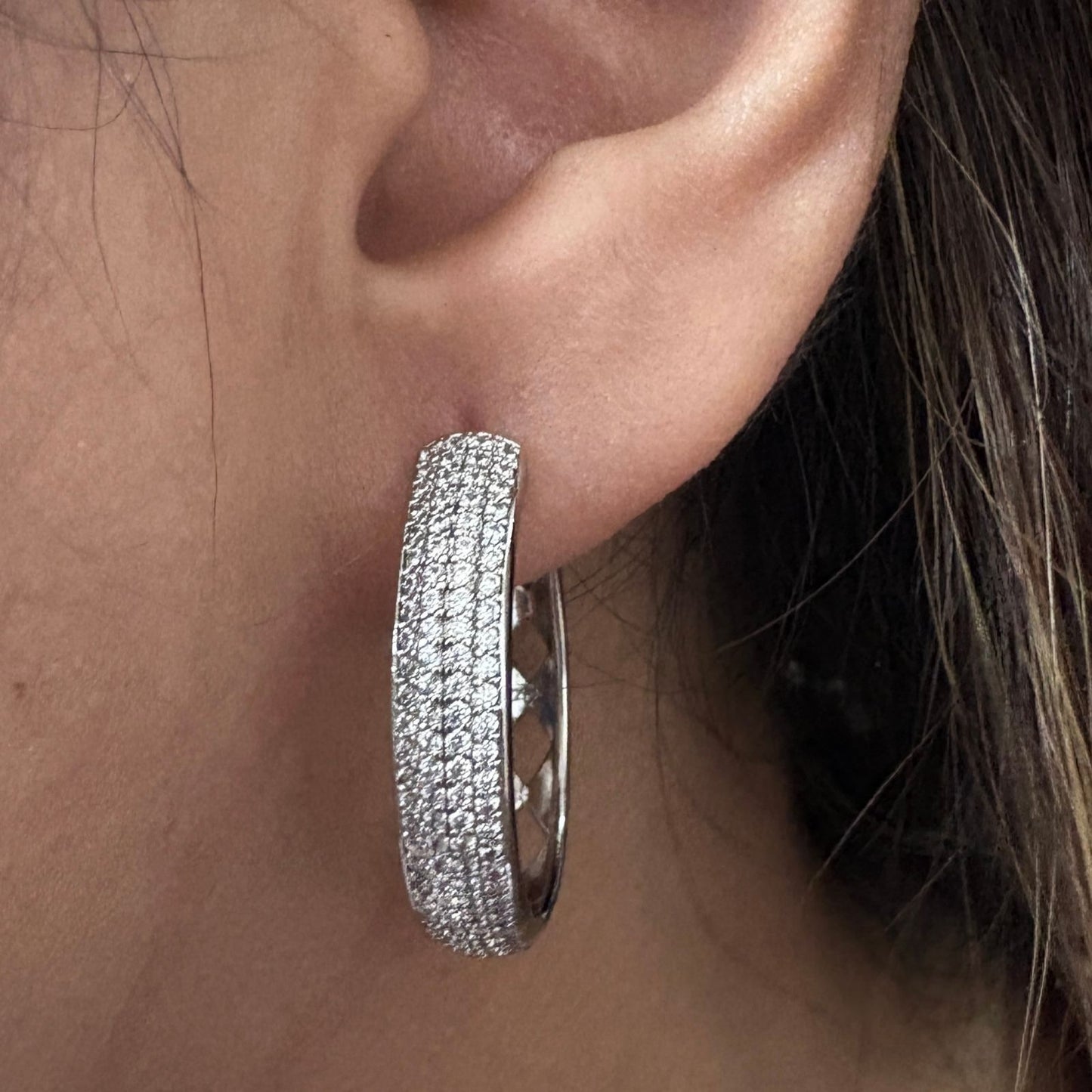 Gold Plated American Diamond Hoop Earrings for Women
