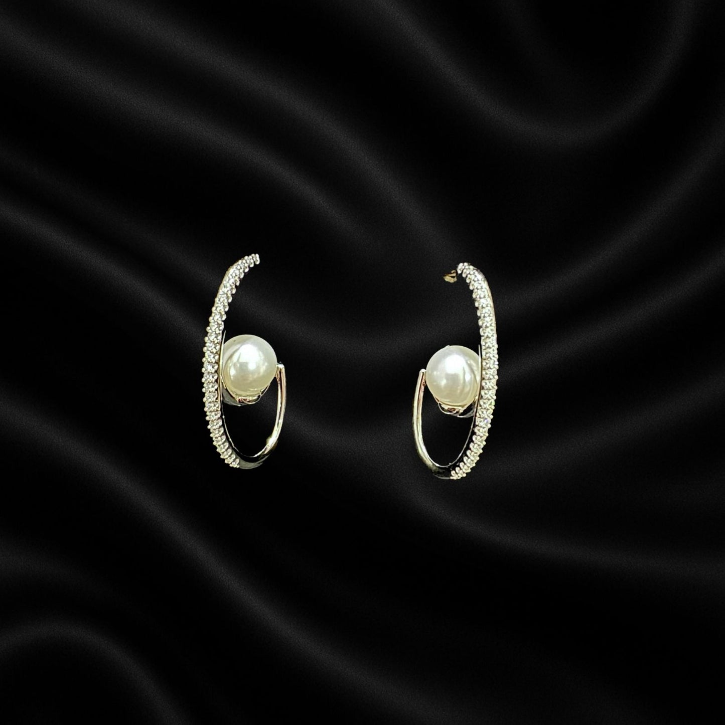Elegant Pearl Hoop Earrings | Gold-Plated Party Wear Earrings for Women & Girls