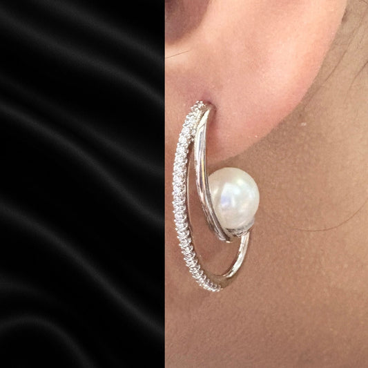 Elegant Pearl Hoop Earrings | Gold-Plated Party Wear Earrings for Women & Girls