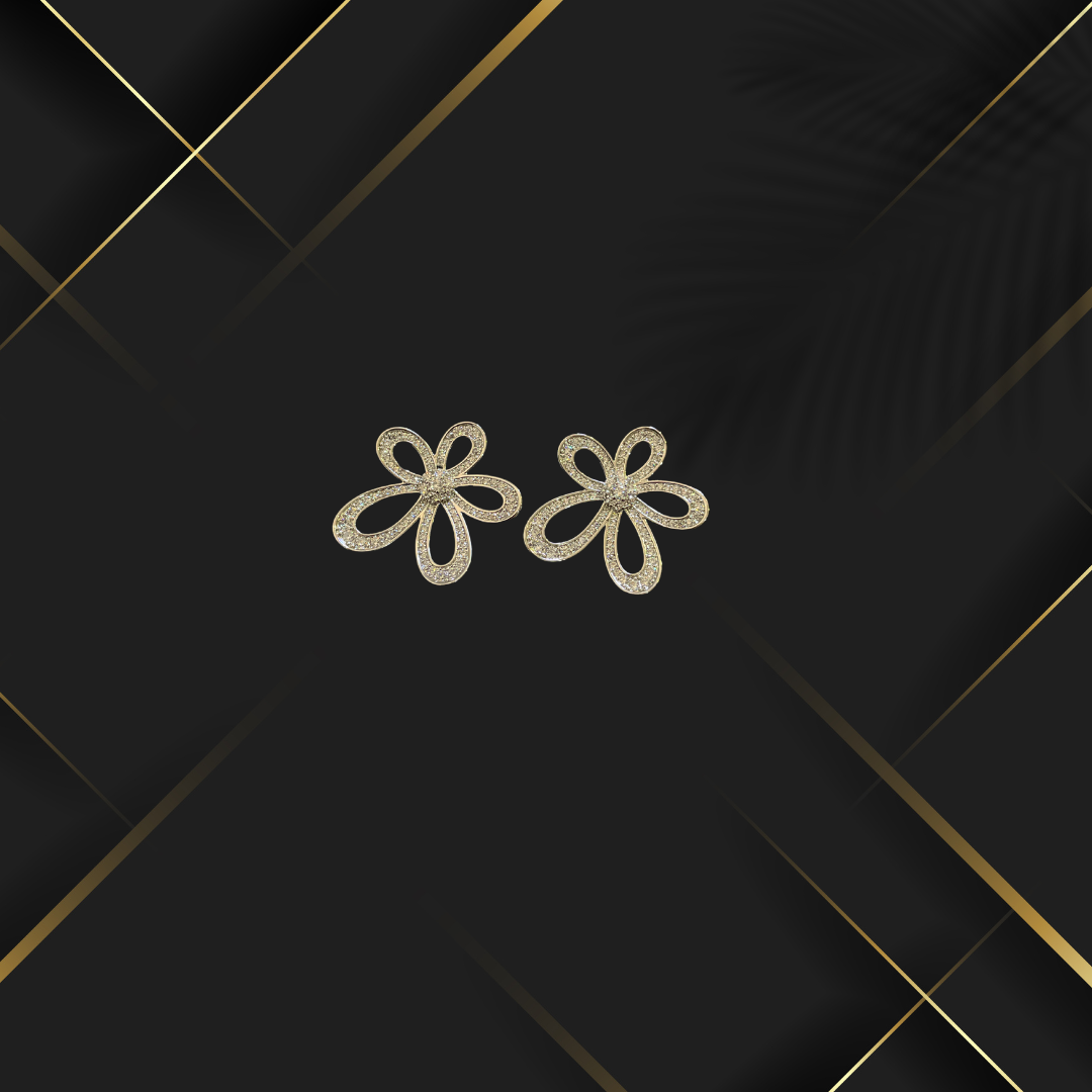 Flower Shaped American Diamond Studded Earrings for Women