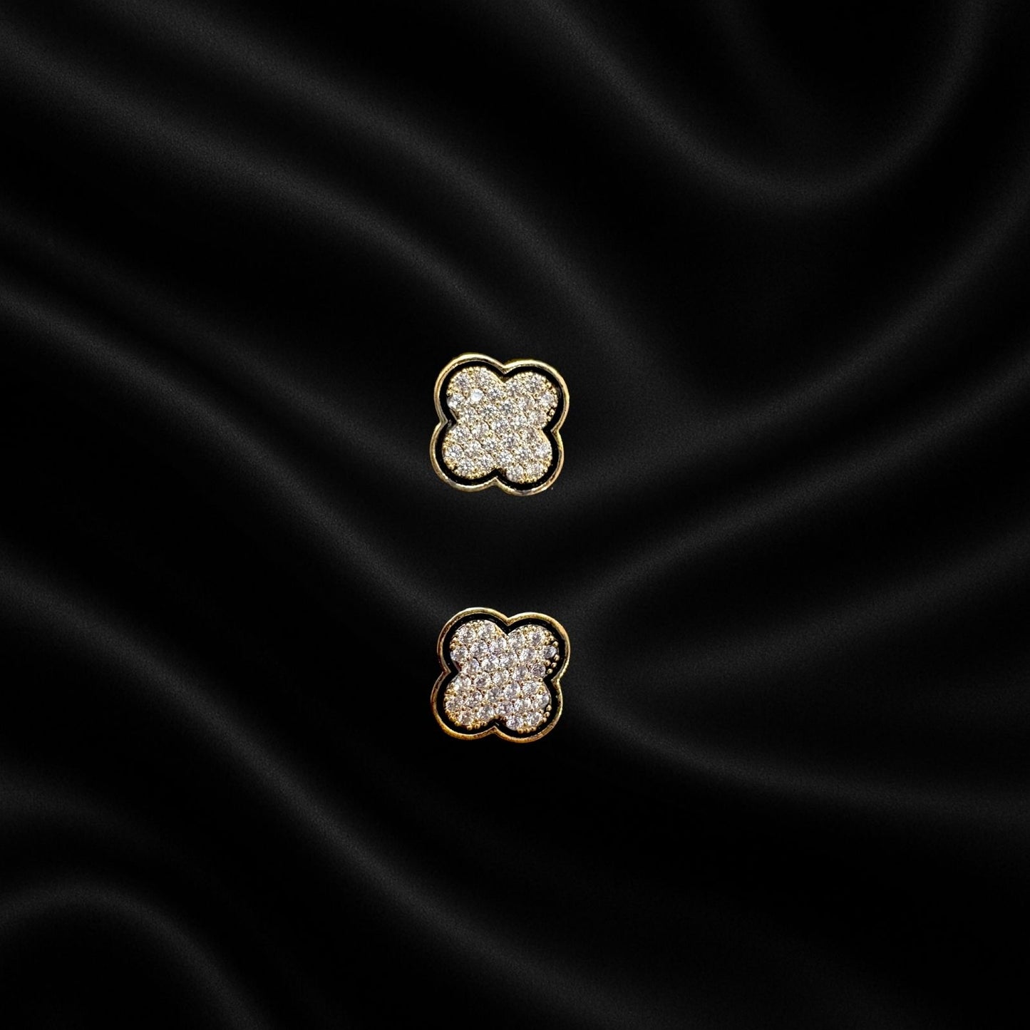 Luxury Clover Stud Earrings for Women – Gold-Plated Crystal Flower Design for Party, Gifting & Daily Wear