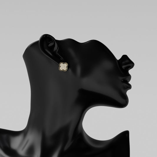 Luxury Clover Stud Earrings for Women – Gold-Plated Crystal Flower Design for Party, Gifting & Daily Wear