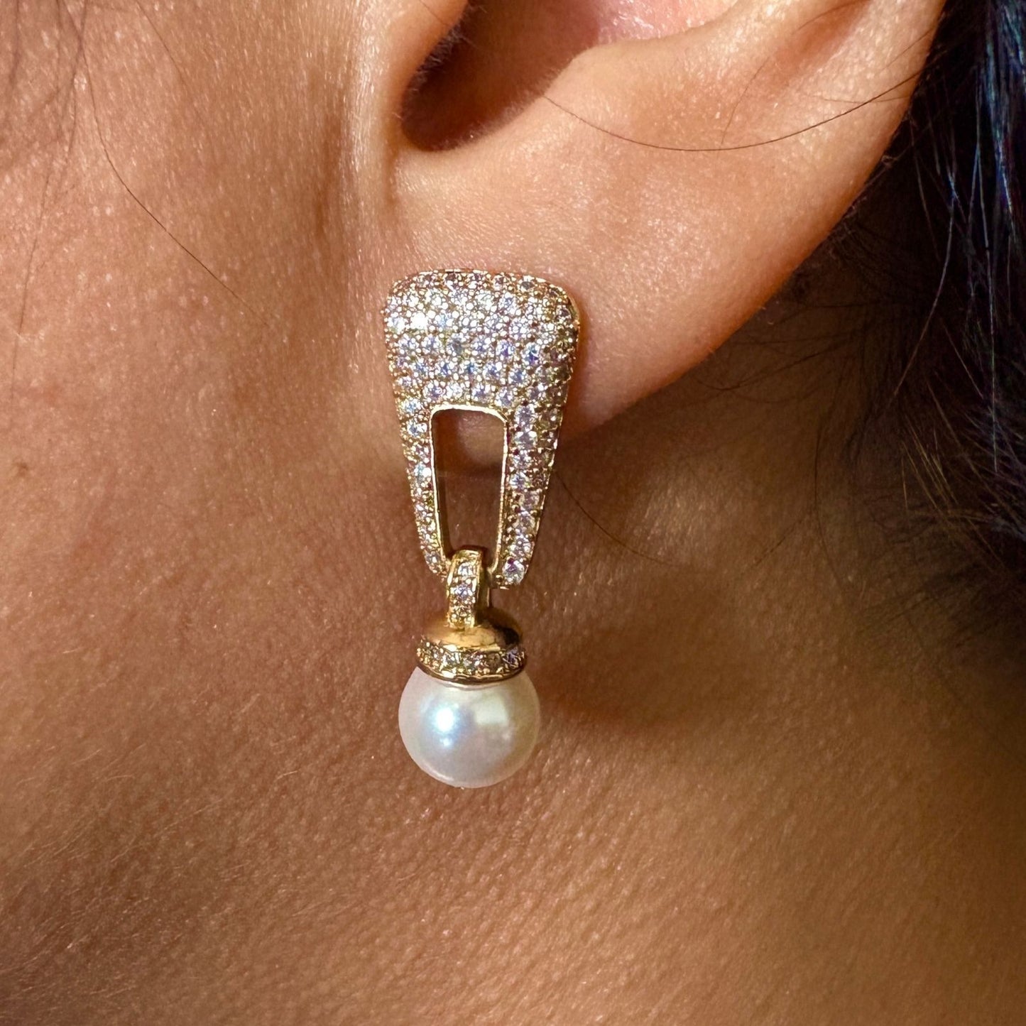 Elegant Pearl Drop Earrings for Women | Gold-Plated Statement Party Jewelry with Crystals