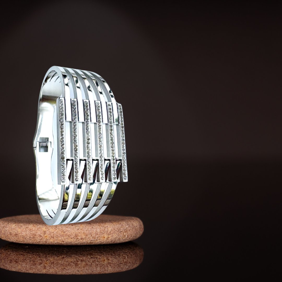 Heavy & Bold AD Studded Handcuff Bracelet