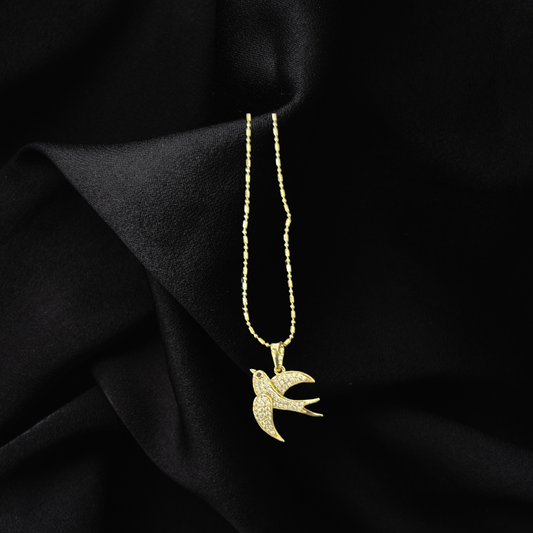 Chain & Sparkle Bird Pendant