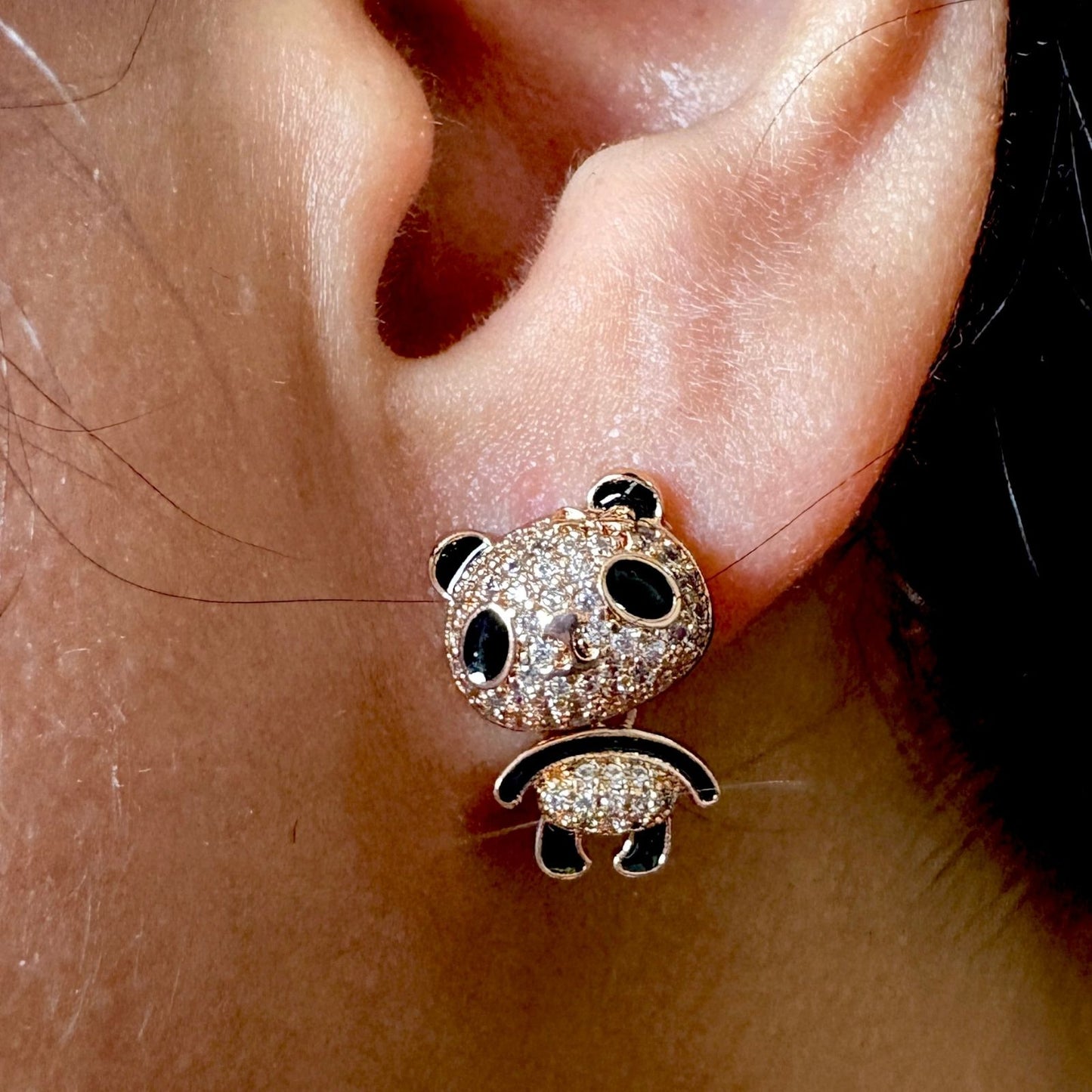 Cute Panda Stud Earrings | Gold-Plated Animal Design Earrings for Girls & Women