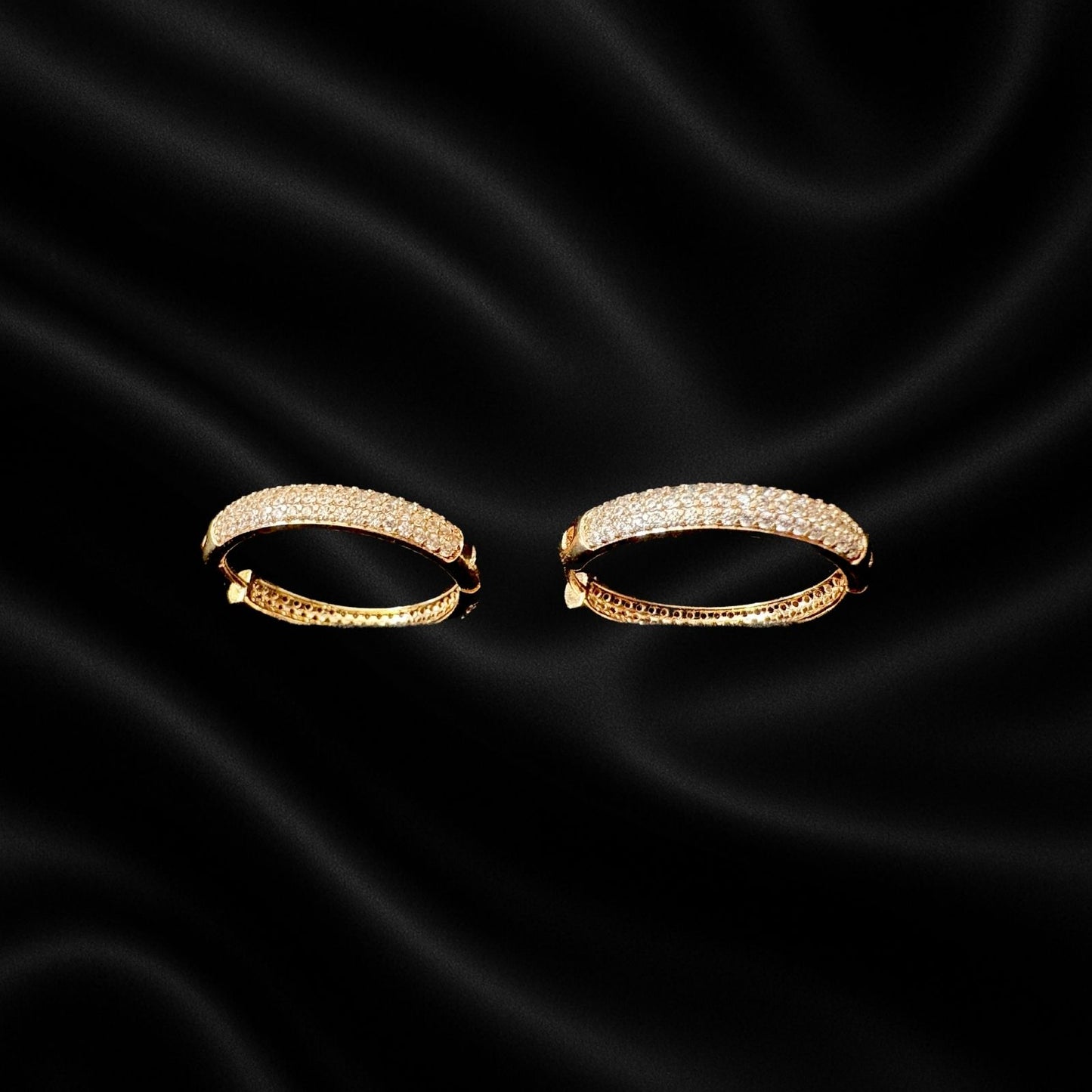 Gold Plated American Diamond Hoop Earrings for Women