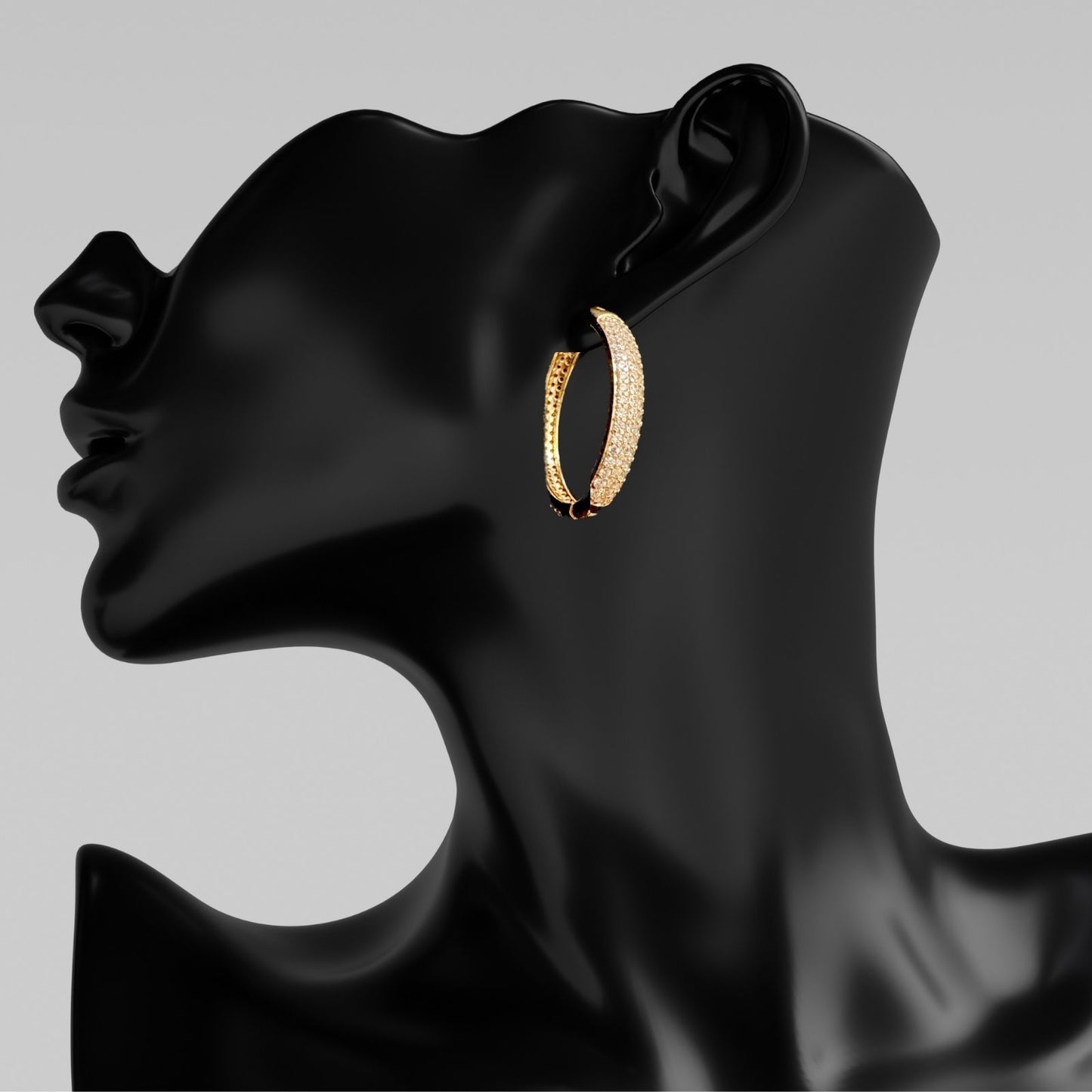 Gold Plated American Diamond Hoop Earrings for Women