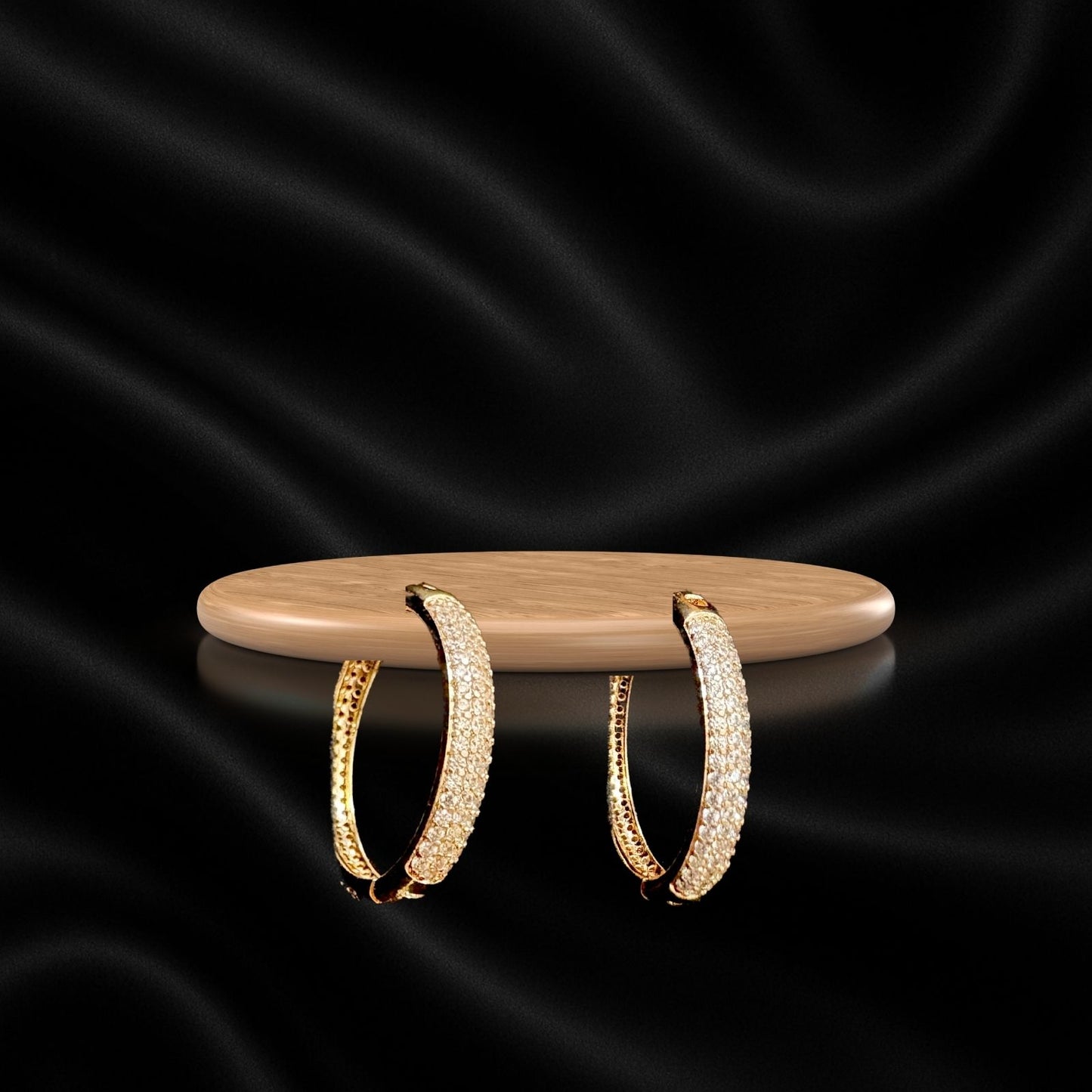 Gold Plated American Diamond Hoop Earrings for Women