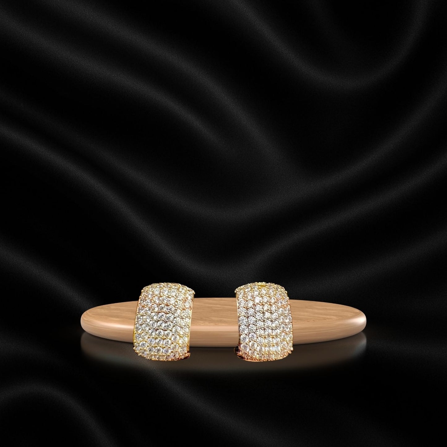 Tricolor Sparkle Huggie Earrings – Gold, Silver & Rose Gold for Women