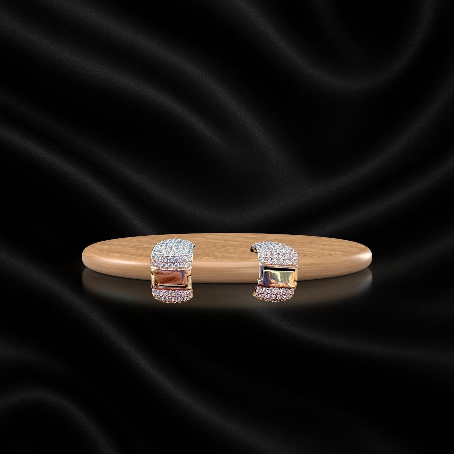 Tricolor Sparkle Huggie Earrings – Gold, Silver & Rose Gold for Women