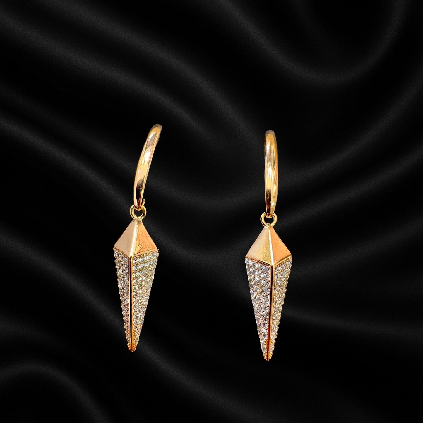 AD Studded Geometric Drop Earrings