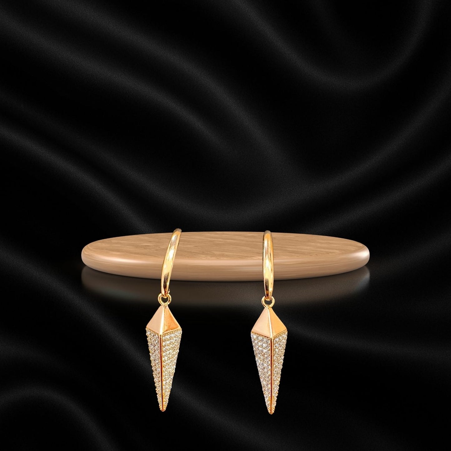 AD Studded Geometric Drop Earrings