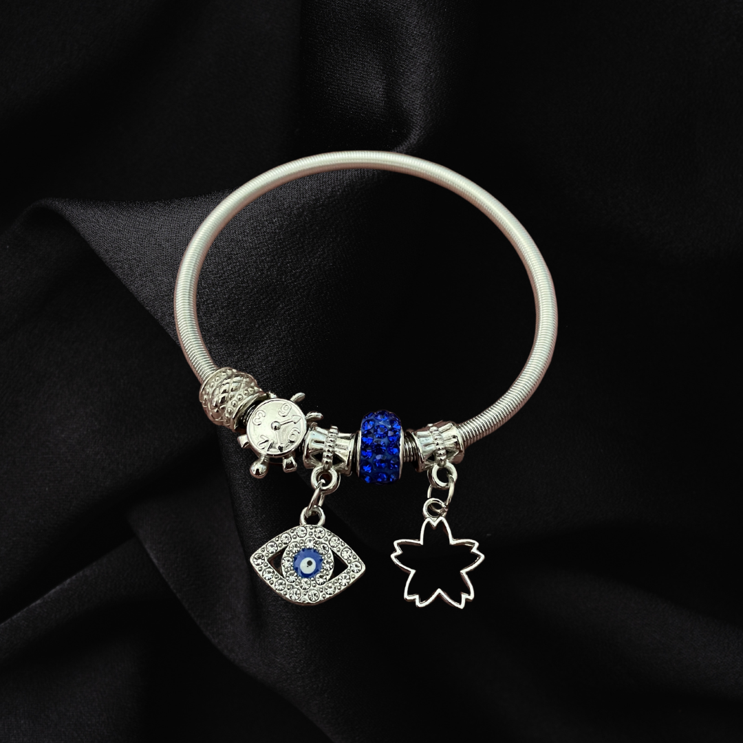 Evil Eye & Star Charm Stretchable Bracelet for Girls & Women