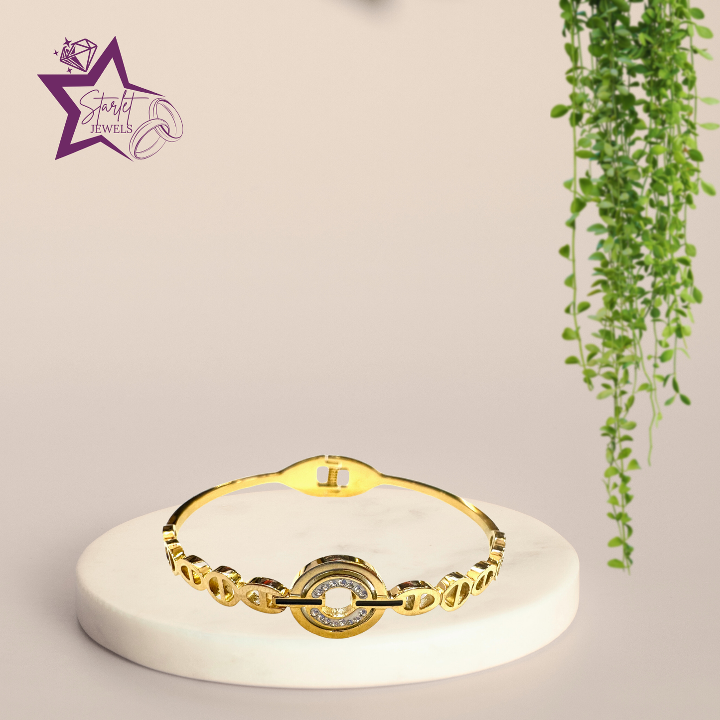 Gold Plated Circular Crystal Accents Bracelet