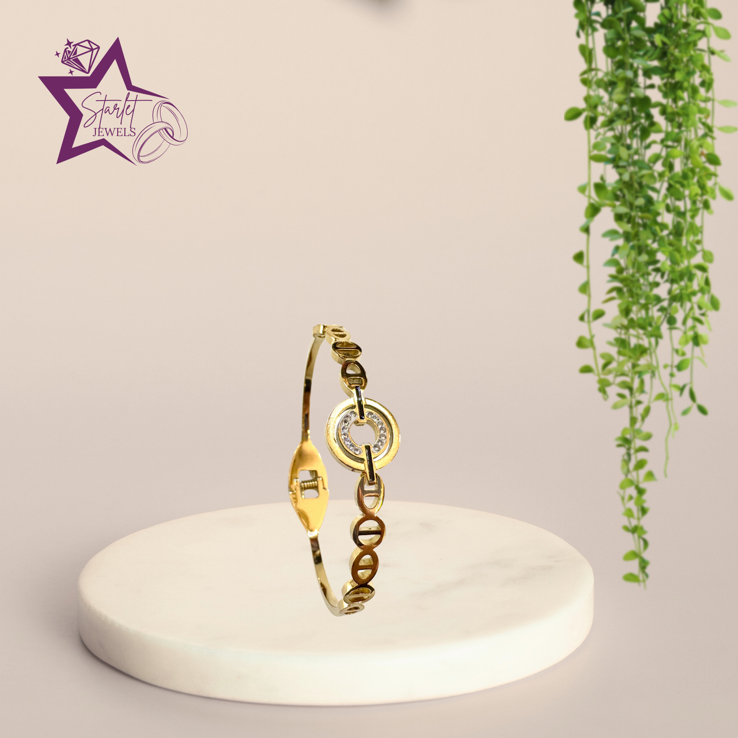 Gold Plated Circular Crystal Accents Bracelet