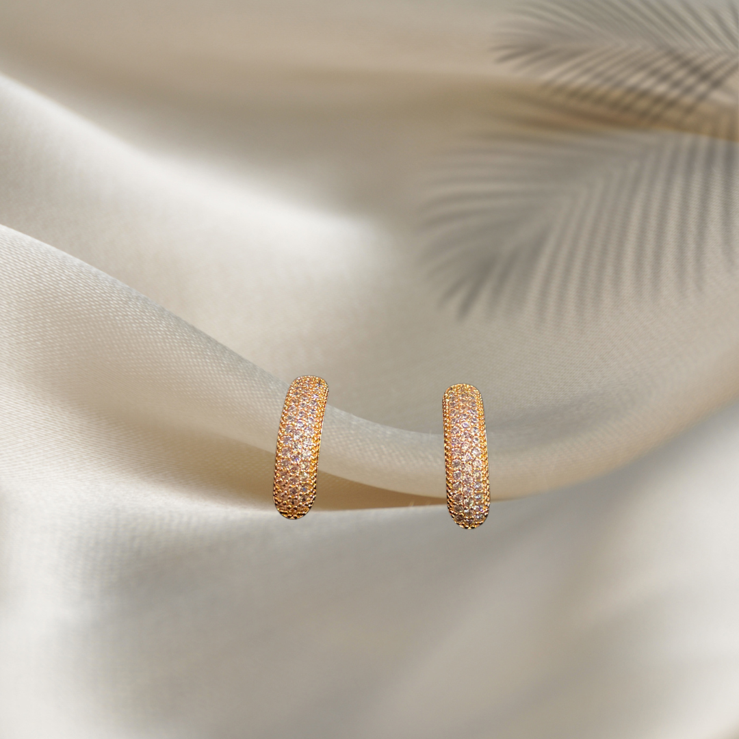 AD Studded Rose Gold Half Earrings for Women