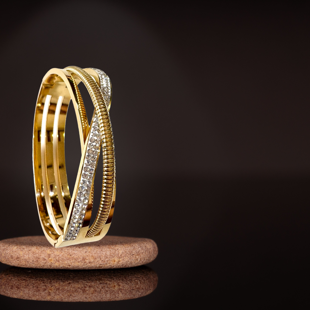 Multi-Layered AD-Studded Handcuff Bracelet