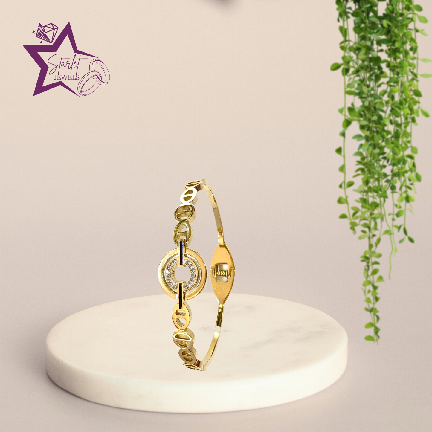 Gold Plated Circular Crystal Accents Bracelet