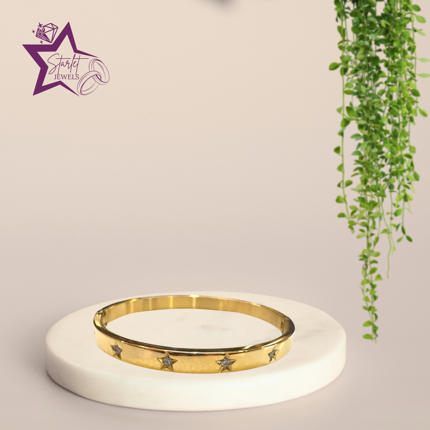 Elegant Star engraved with AD Studded Silver Cuff Bracelet