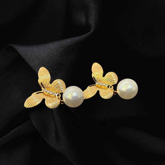 Butterfly Pearl Drop Earrings