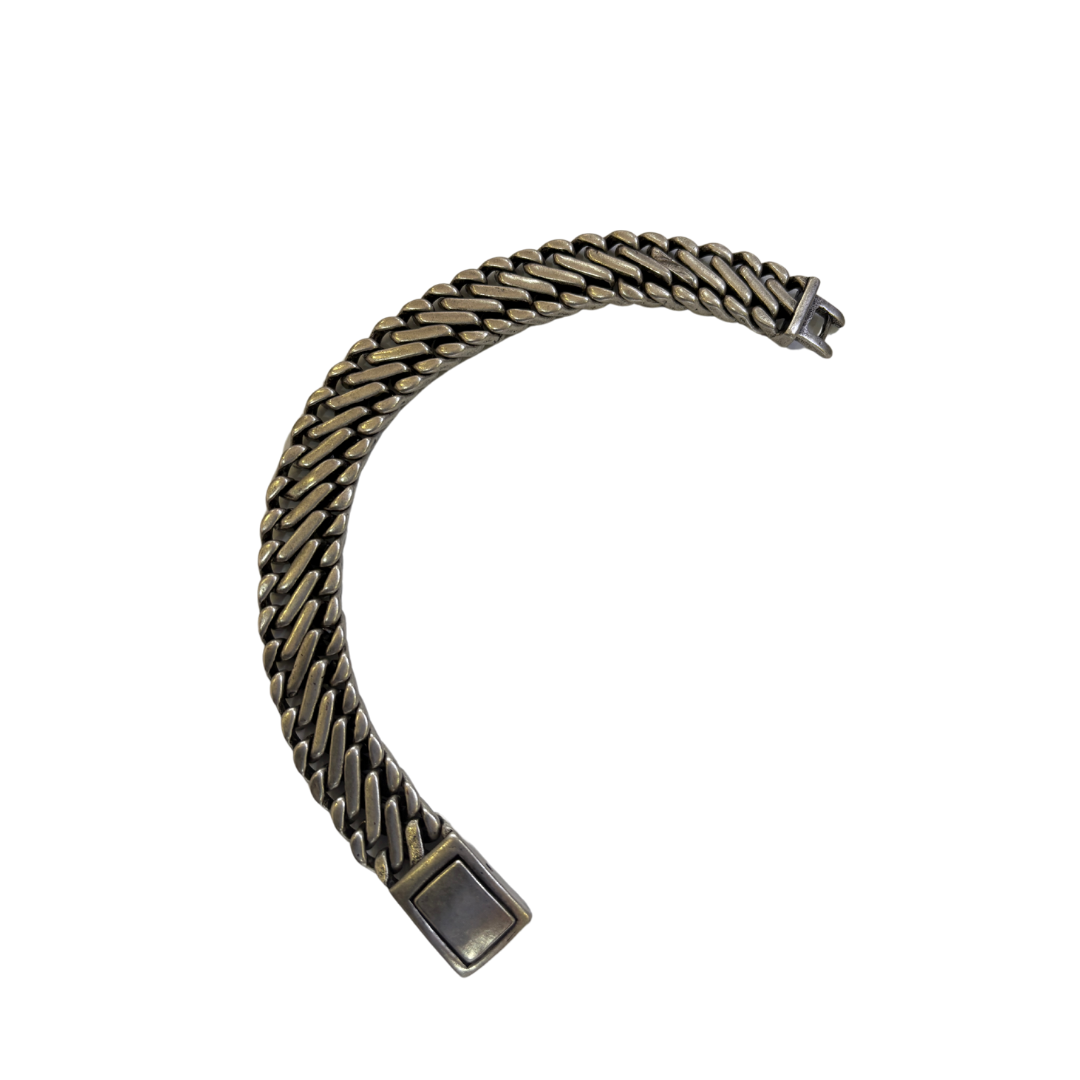 Vintage Cuban Chain Antique Silver Finish Titanium Steel Bracelet