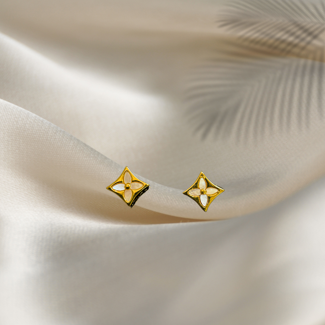 Clover Shaped Gold Earrings for Women