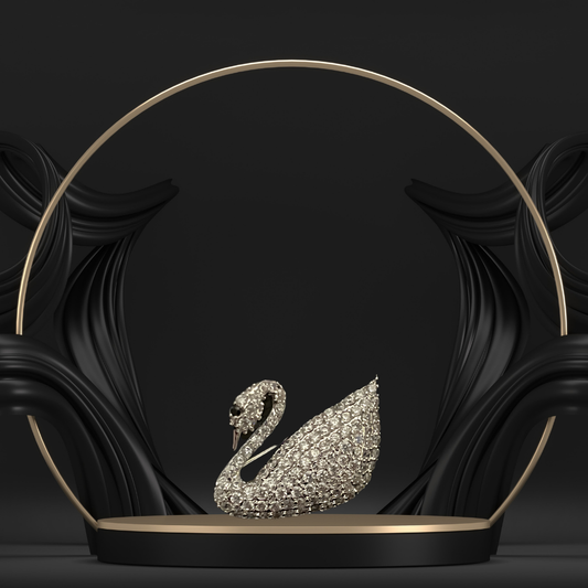 Swarovski-Inspired Swan Brooch for Women