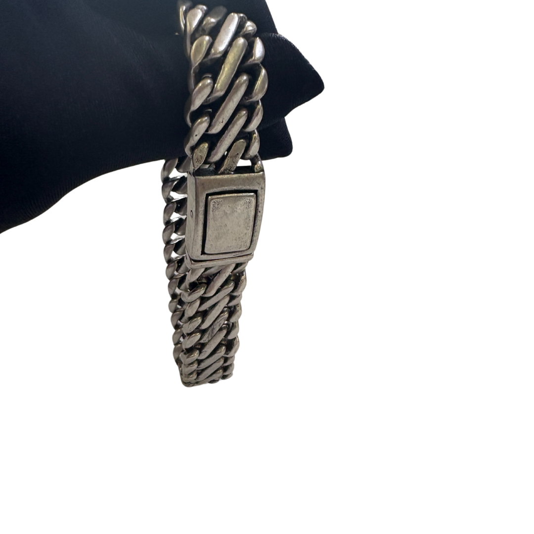 Vintage Cuban Chain Antique Silver Finish Titanium Steel Bracelet