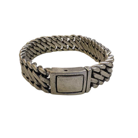 Vintage Cuban Chain Antique Silver Finish Titanium Steel Bracelet