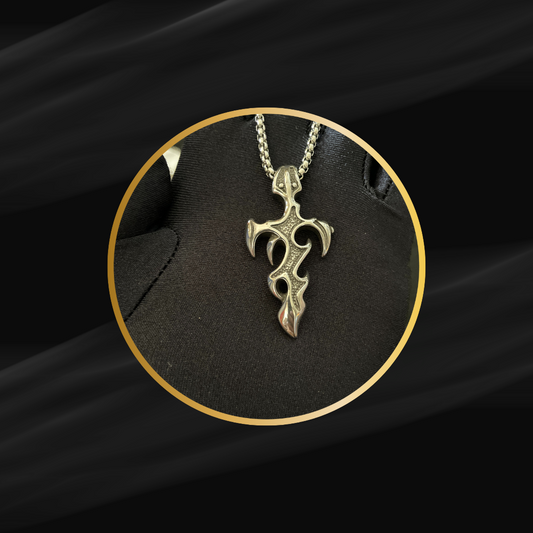 Medieval Multi-Axe Blade Pendant with Chain – Warrior-Inspired