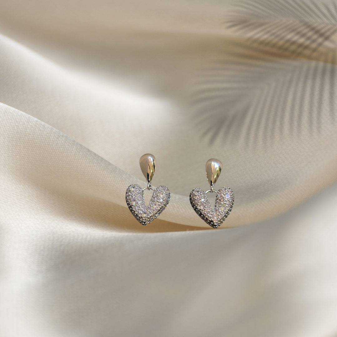 Heart Shaped Pearl Top Earrings for Women