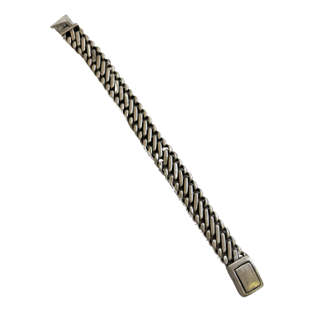 Vintage Cuban Chain Antique Silver Finish Titanium Steel Bracelet