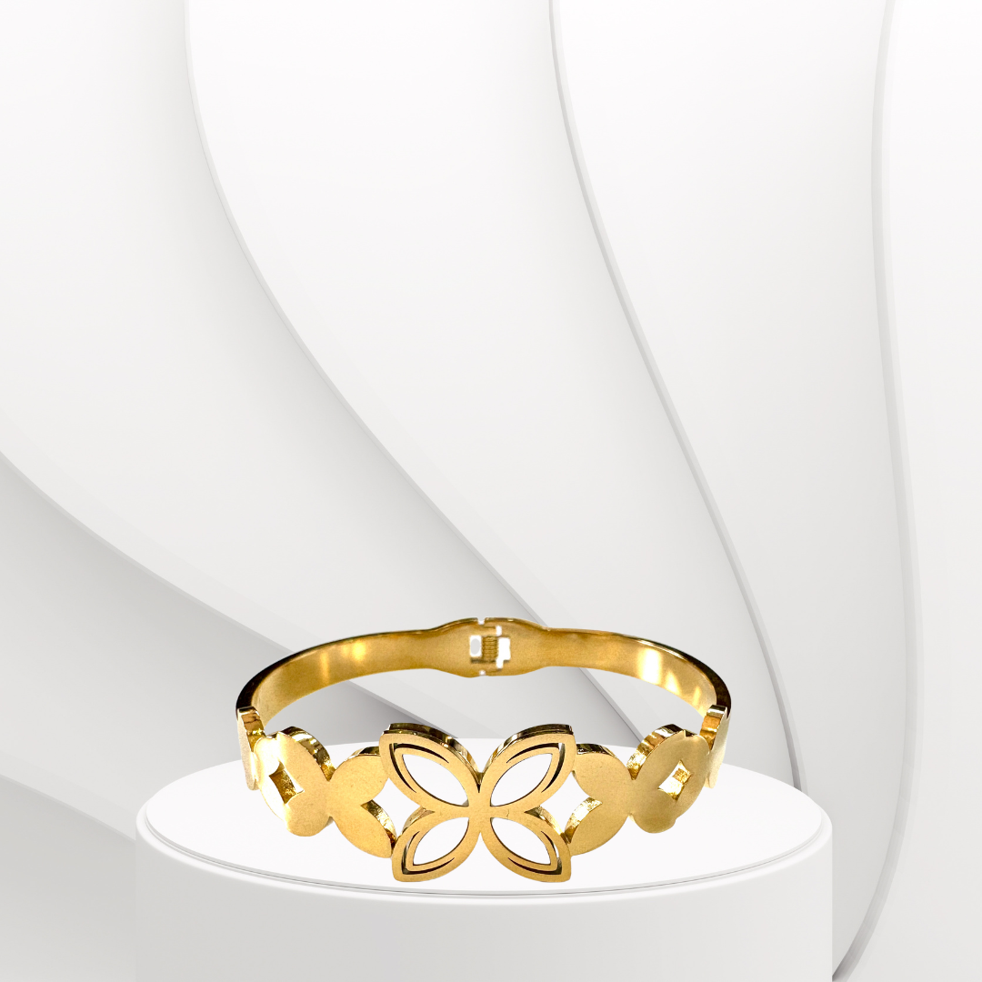 Bold Clover Mother of Pearl Handcuff Bracelet