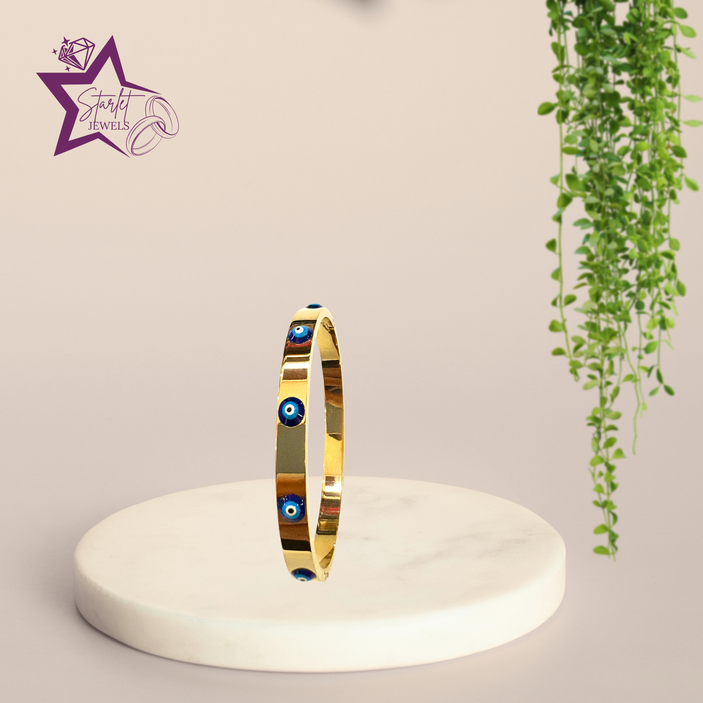 Golden Evil Eye Cuff Bracelet