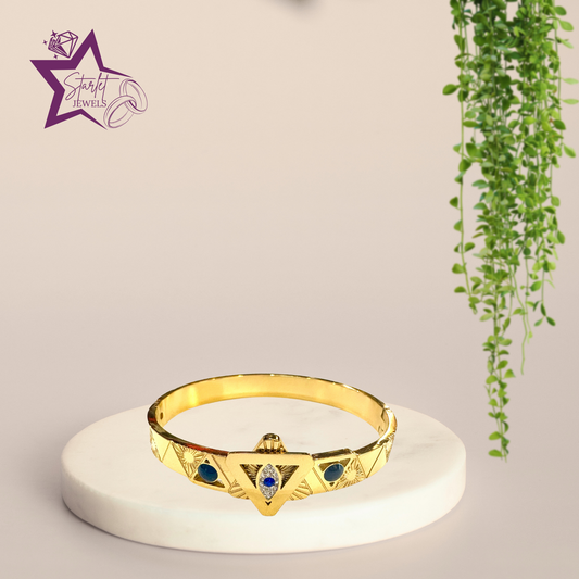 Golden Triangle Evil Eye Cuff Bracelet