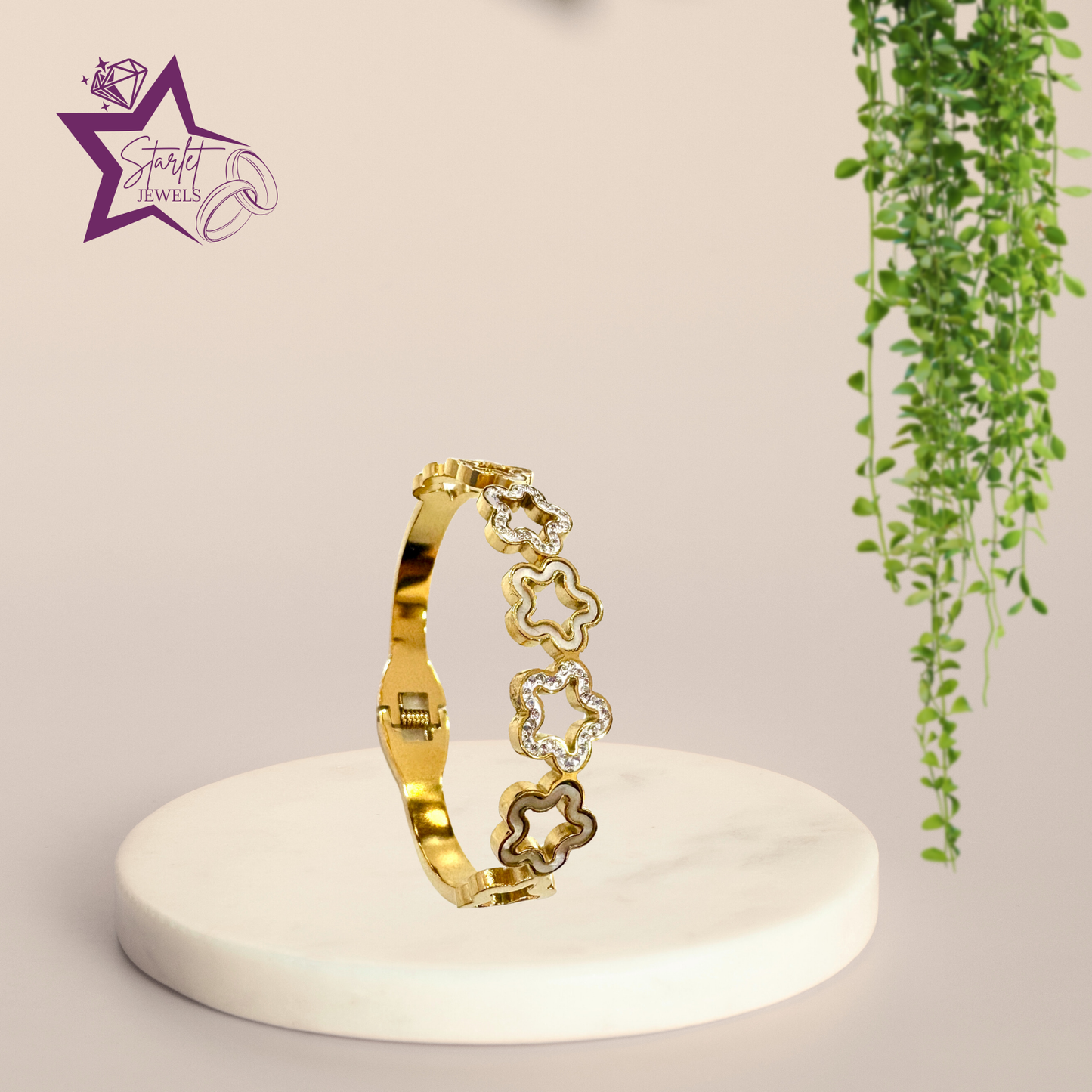 Clover AD Studded Cuff Bracelet