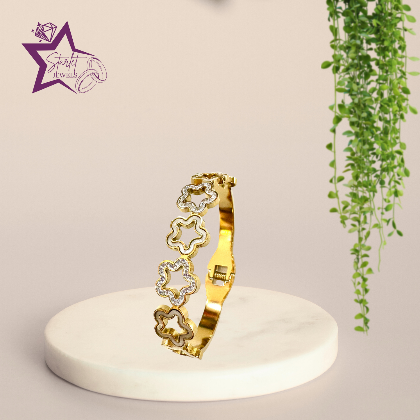 Clover AD Studded Cuff Bracelet