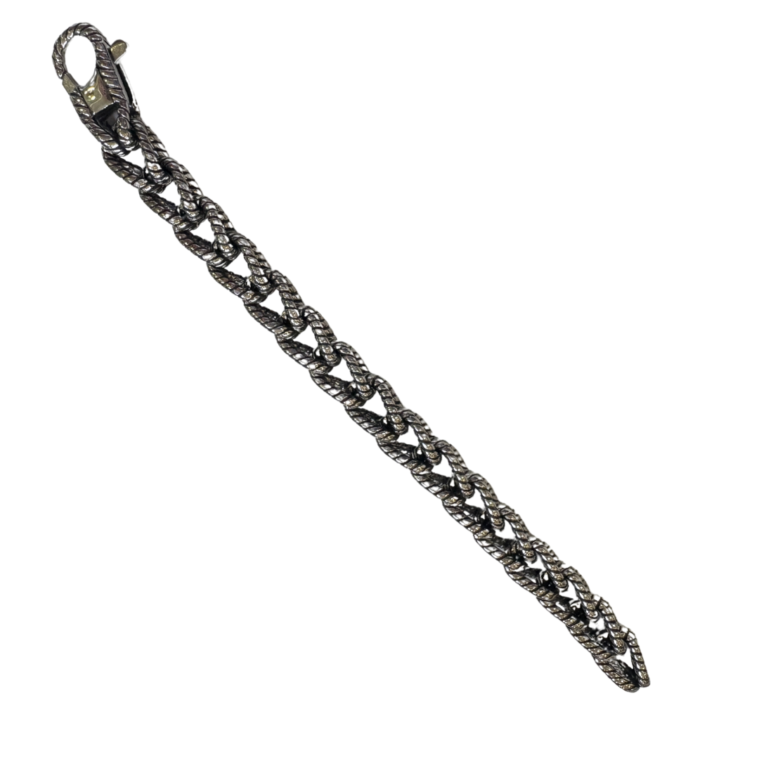 Rope Chain Oxidized Stainless Steel Bracelet for Men & Boy – Vintage Textured Cuban Link Design
