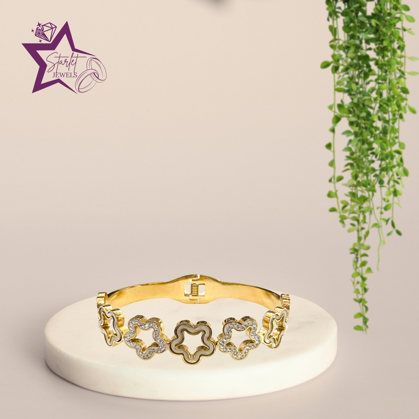 Clover AD Studded Cuff Bracelet
