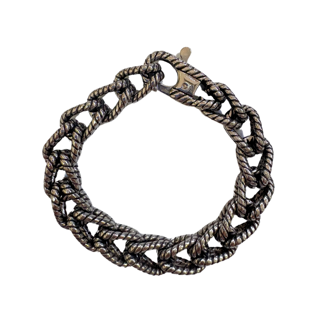 Rope Chain Oxidized Stainless Steel Bracelet for Men & Boy – Vintage Textured Cuban Link Design