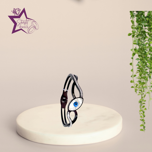 Black Evil Eye Cuff Bracelet