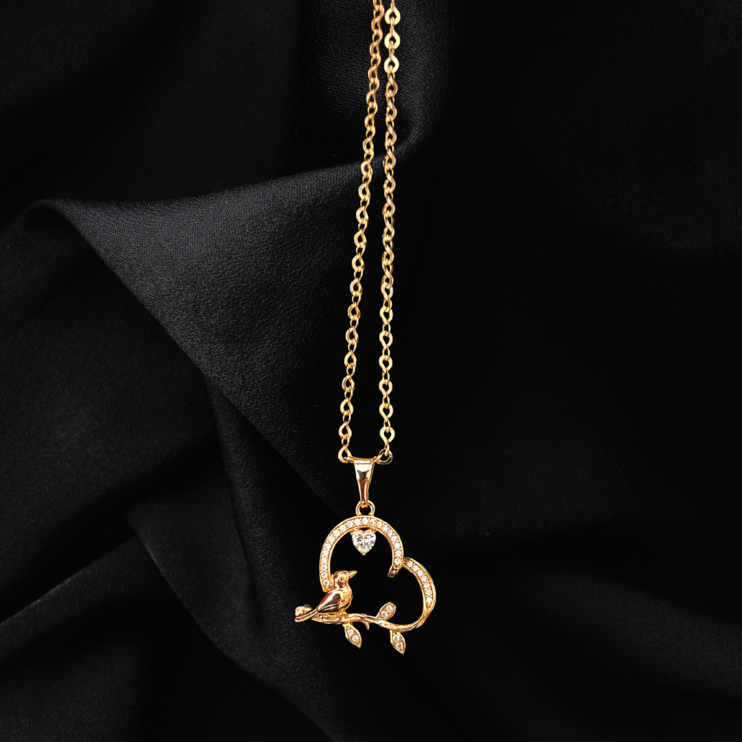 Bird on Heart Shape Branch Pendant