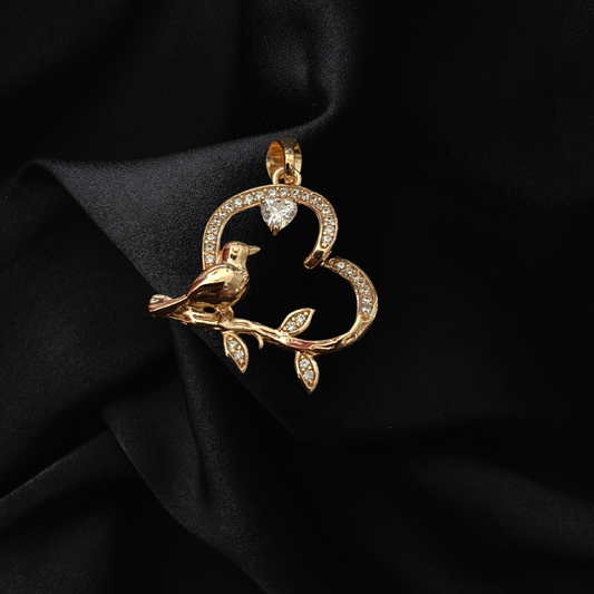 Bird on Heart Shape Branch Pendant