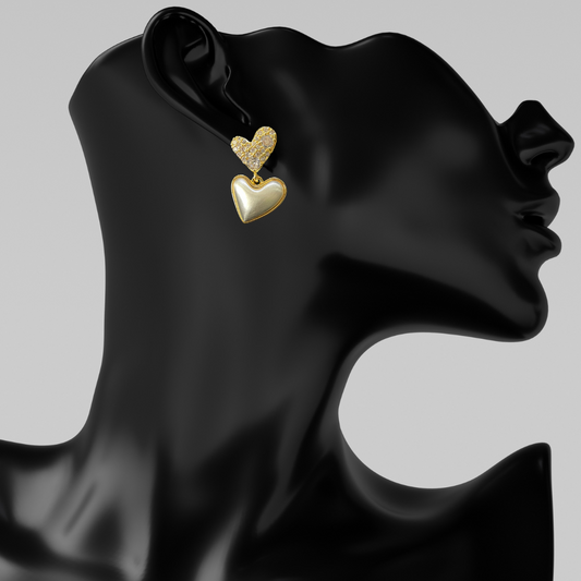 Double Heart Dangling Earrings for Women