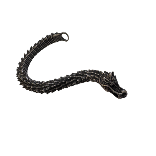 Fierce Black Dragon Pure Titanium Steel | Gothic Ouroboros Design Bracelet